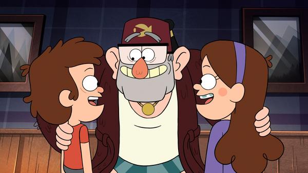 Dipper, Grunkle Stan, and Mabel from "Gravity Falls"